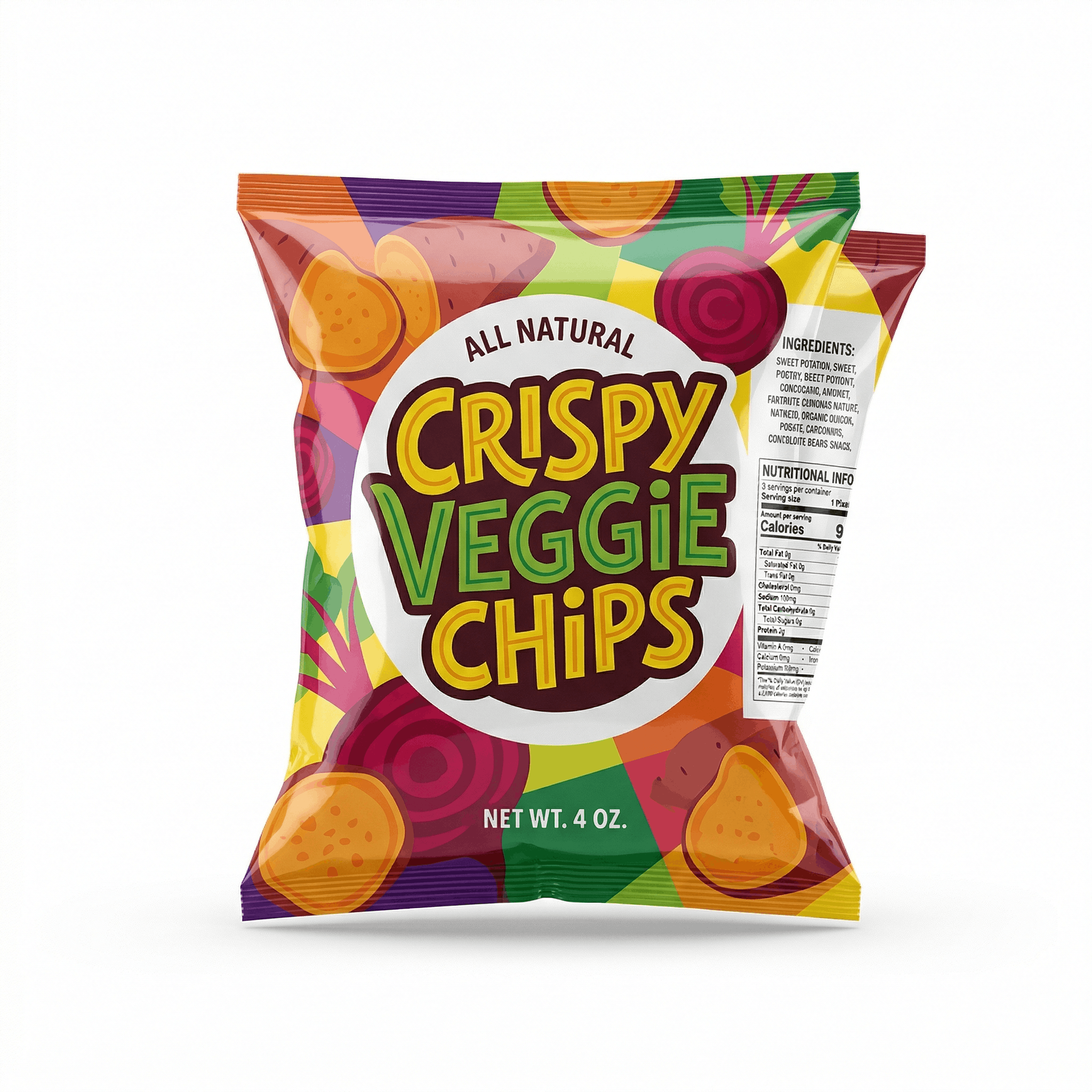 pillow bag packaging for snack products with printed back seal format